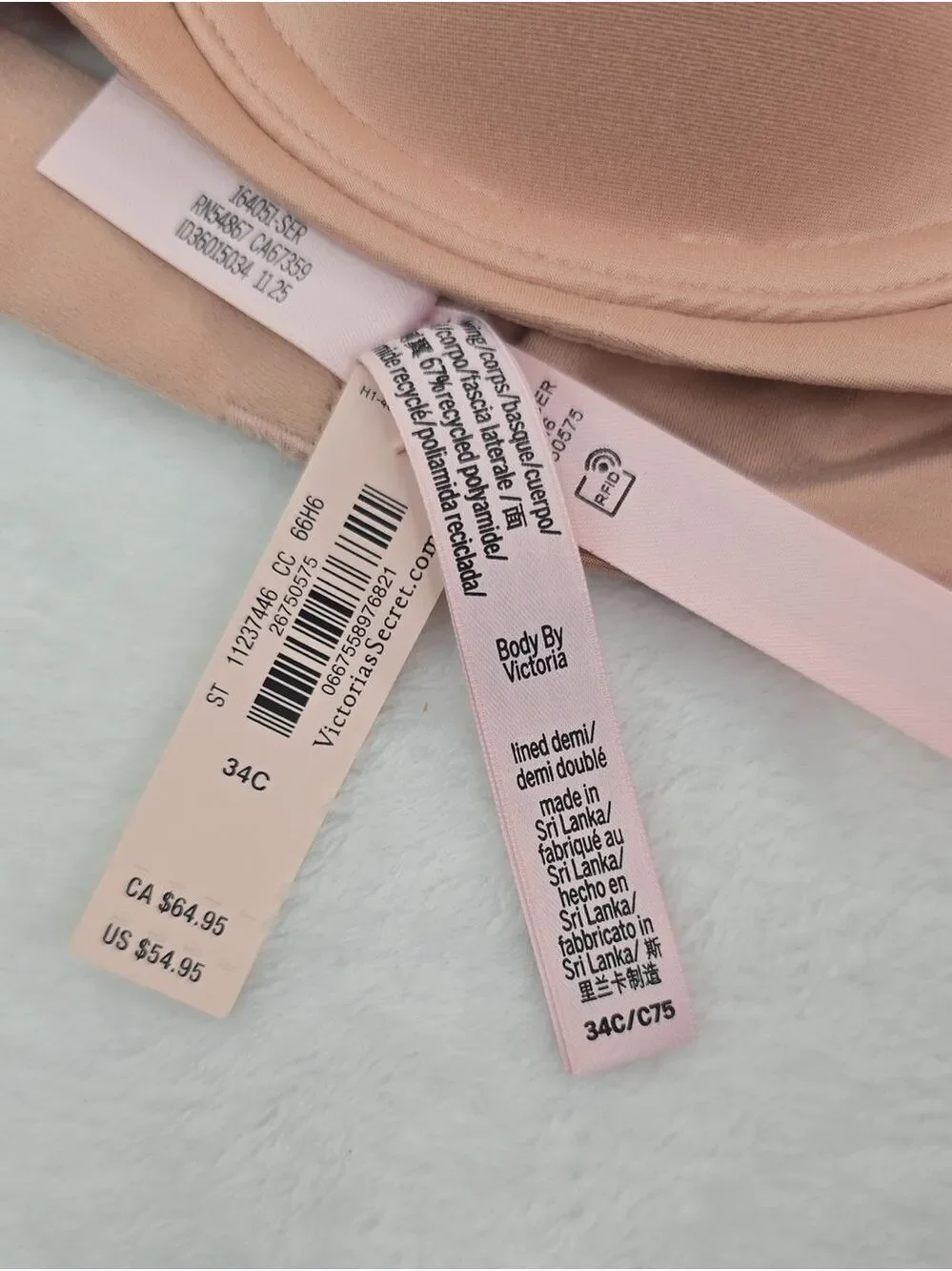 VS Body by Victoria Lightly Lined Smooth Demi Bra Sz 34C NWT